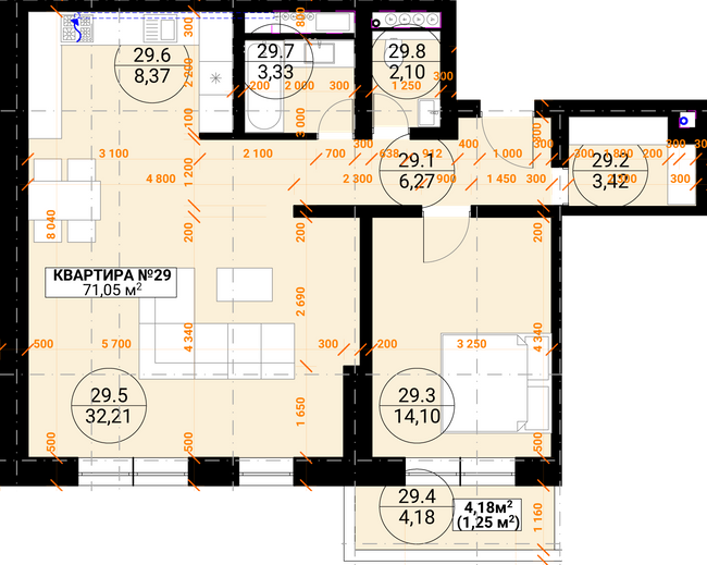 2-комнатная 71.05 м² в ЖК Грот от 23 950 грн/м², Ужгород