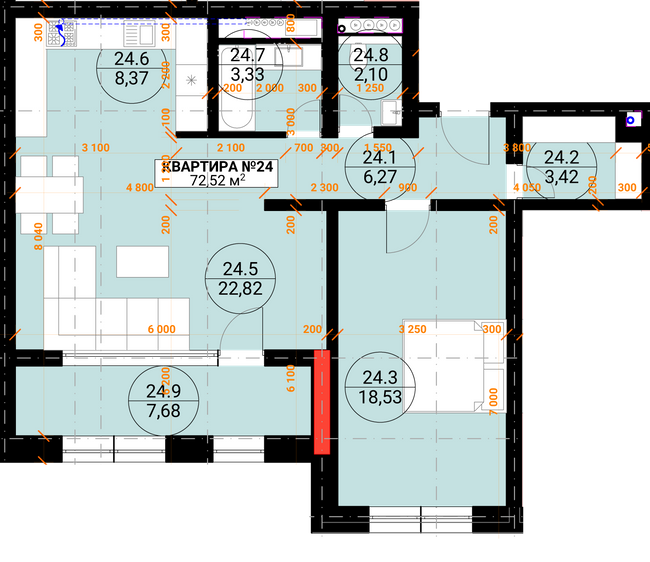 2-кімнатна 72.52 м² в ЖК Грот від 23 950 грн/м², Ужгород