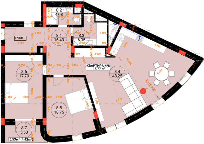 3-комнатная 115.77 м² в ЖК Грот от 21 900 грн/м², Ужгород