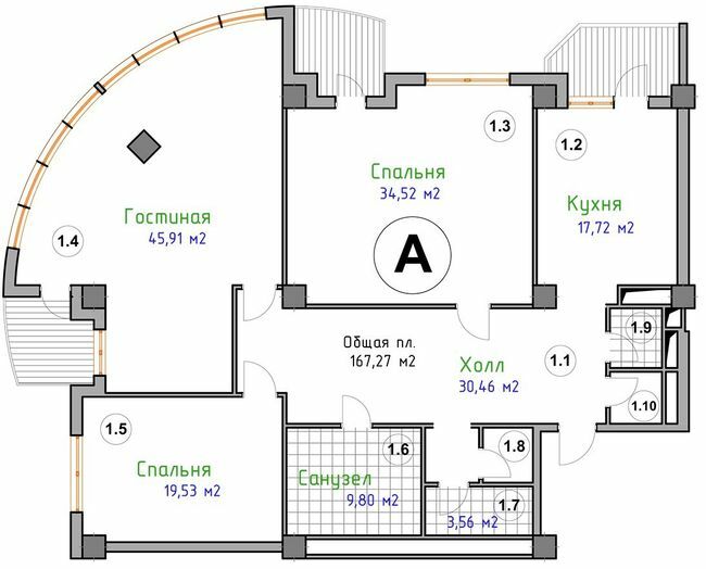 3-кімнатна 167.27 м² в ЖК Адмірал від 28 900 грн/м², Миколаїв