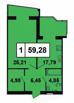 1-кімнатна 59.28 м² в ЖК Грандбуд від 15 500 грн/м², Миколаїв