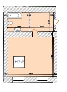 1-кімнатна 44.7 м² в КБ Наваль від 17 350 грн/м², Миколаїв