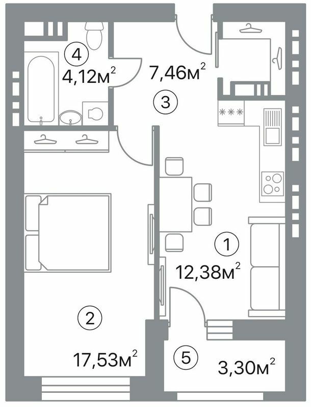 1-комнатная 44.79 м² в ЖК Оскар от 32 000 грн/м², Полтава