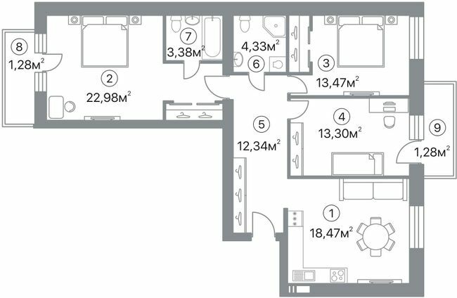 3-комнатная 90.83 м² в ЖК Оскар от 36 950 грн/м², Полтава