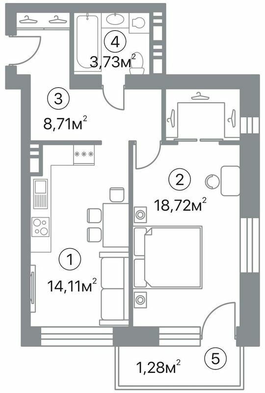 1-кімнатна 46.55 м² в ЖК Оскар від 32 000 грн/м², Полтава