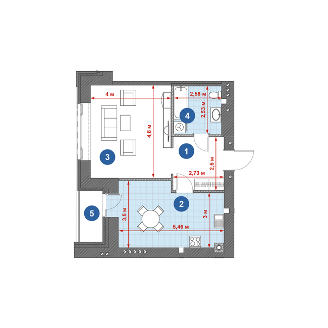 1-комнатная 54.01 м² в ЖК Central Park от 20 650 грн/м², г. Кременчуг