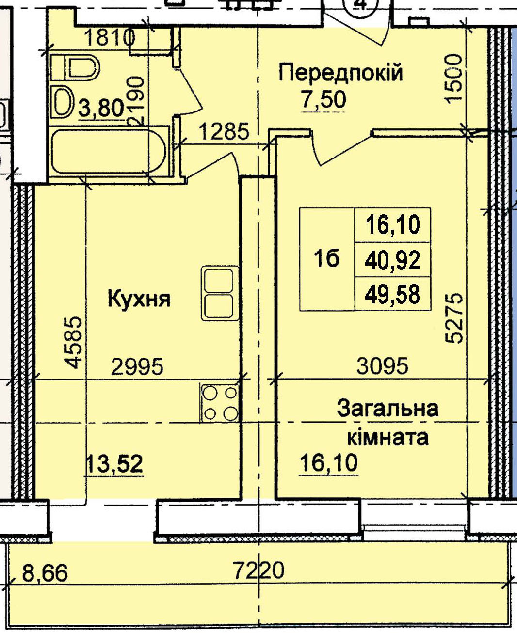 1-комнатная 49.58 м² в ЖК по пер. Олега Кошевого, 12 от 14 800 грн/м², г. Кременчуг