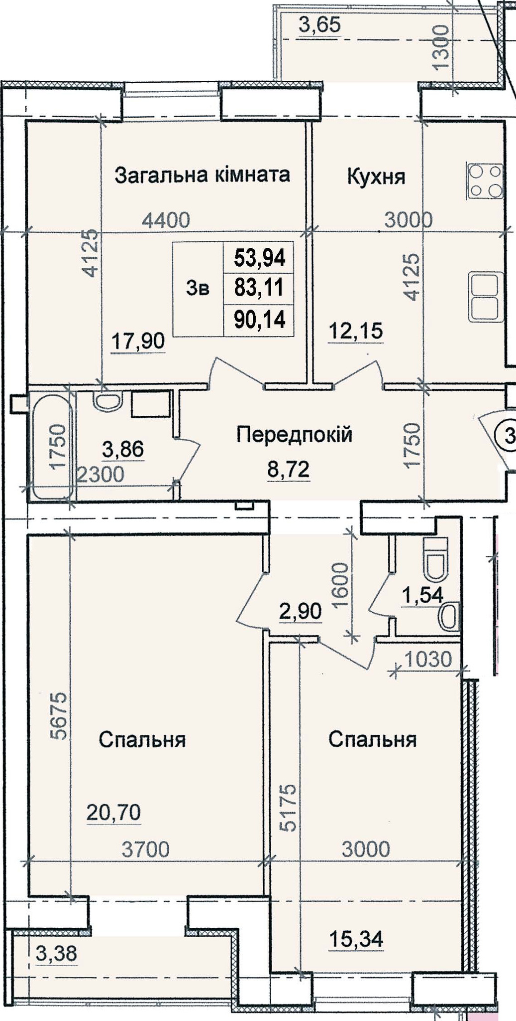 3-комнатная 90.14 м² в ЖК по пер. Олега Кошевого, 12 от 14 800 грн/м², г. Кременчуг