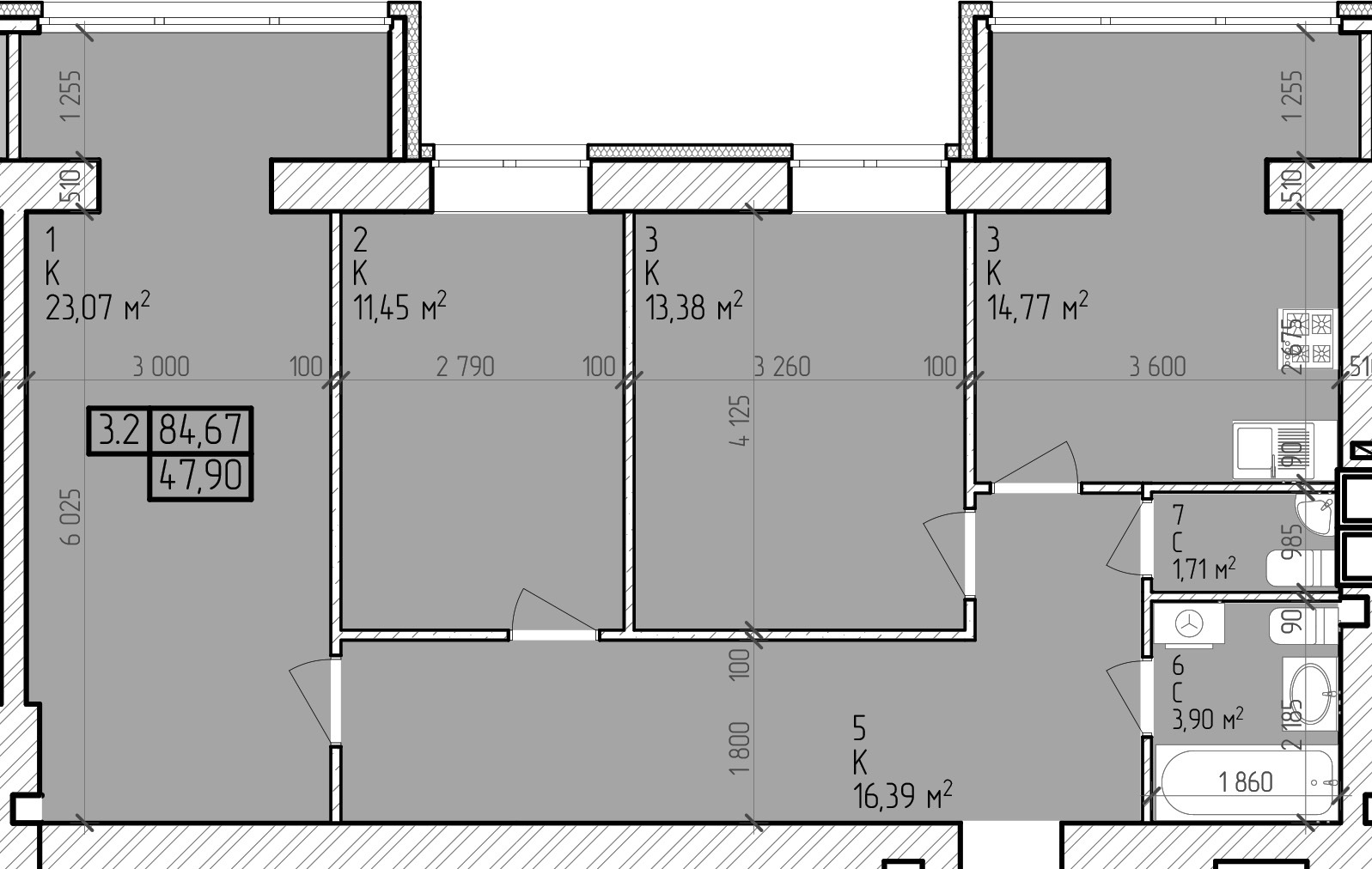 3-комнатная 84.67 м² в ЖК Центральный от 17 000 грн/м², г. Горишние Плавни