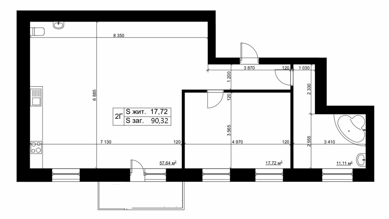 3-кімнатна 90.32 м² в ЖК Еспланада від 11 200 грн/м², Суми