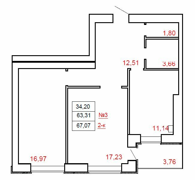 2-комнатная 67.07 м² в ЖК Остров от 13 000 грн/м², г. Миргород