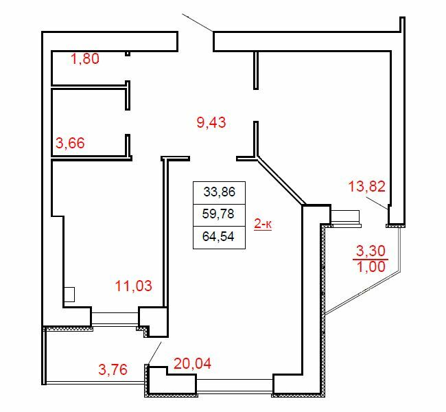 2-кімнатна 64.54 м² в ЖК Острів від 13 000 грн/м², м. Миргород