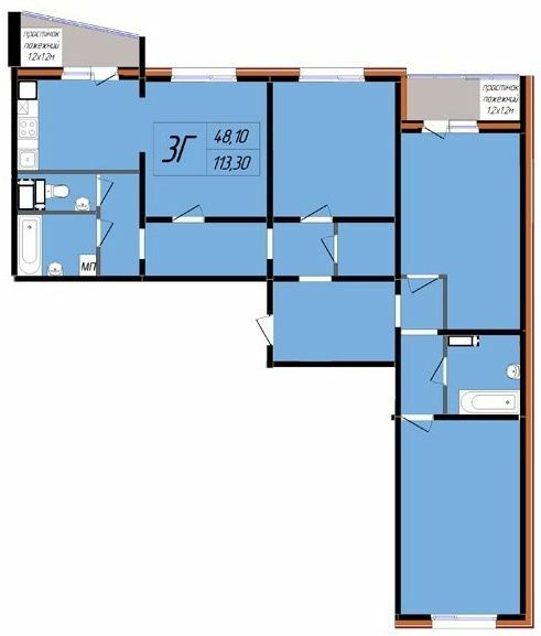 3-комнатная 113.3 м² в ЖК Затишний от 14 500 грн/м², Полтава