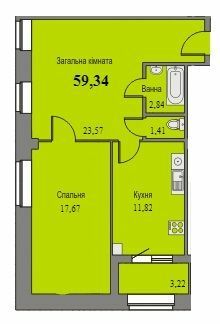 2-кімнатна 59.34 м² в ЖК Парковий від 11 500 грн/м², м. Ромни