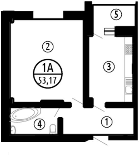 1-кімнатна 53.17 м² в ЖК Парковий від 28 900 грн/м², Полтава