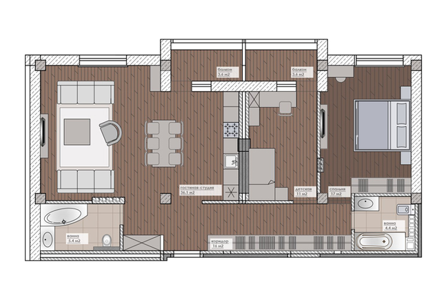 2-кімнатна 97.1 м² в ЖК Парковий від 28 050 грн/м², Полтава