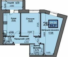 2-комнатная 54.21 м² в ЖК Iceberg от 13 600 грн/м², Сумы