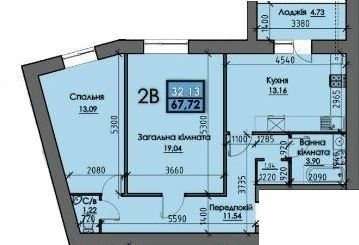 2-кімнатна 67.72 м² в ЖК Iceberg від 18 000 грн/м², Суми