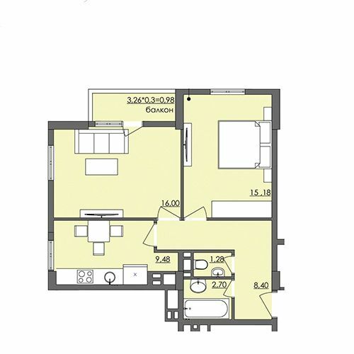 2-комнатная 54 м² в ЖК Плаза Квартал от 18 450 грн/м², Херсон