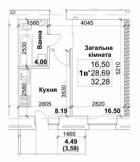 1-кімнатна 32.28 м² в ЖК на вул. Інтернаціоналістів, 35/1-35/5 від 11 100 грн/м², Суми