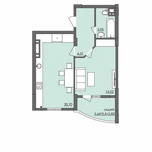 1-комнатная 48.8 м² в ЖК Плаза Квартал от 20 450 грн/м², Херсон