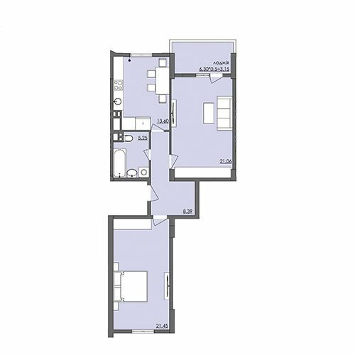 2-комнатная 72.9 м² в ЖК Плаза Квартал от 19 850 грн/м², Херсон