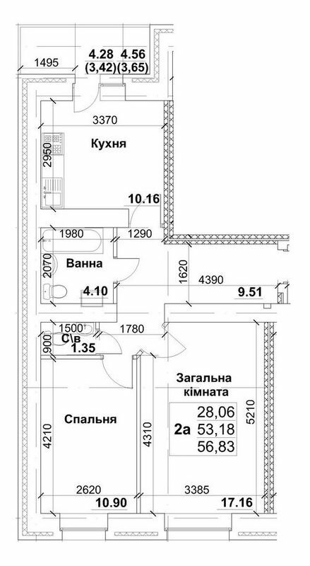 2-комнатная 56.83 м² в ЖК на ул. Интернационалистов, 35/1-35/5 от 11 100 грн/м², Сумы