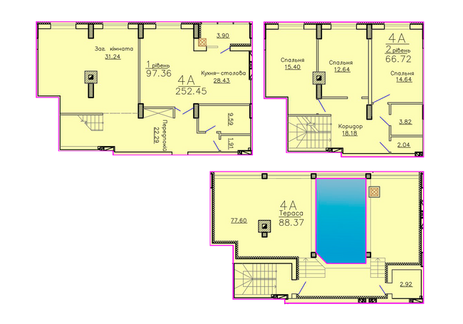 4-кімнатна 252.45 м² в ЖК Панорама від 12 300 грн/м², Суми