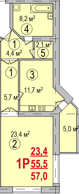 1-комнатная 57 м² в ЖК Парк Стоун от 13 500 грн/м², Херсон