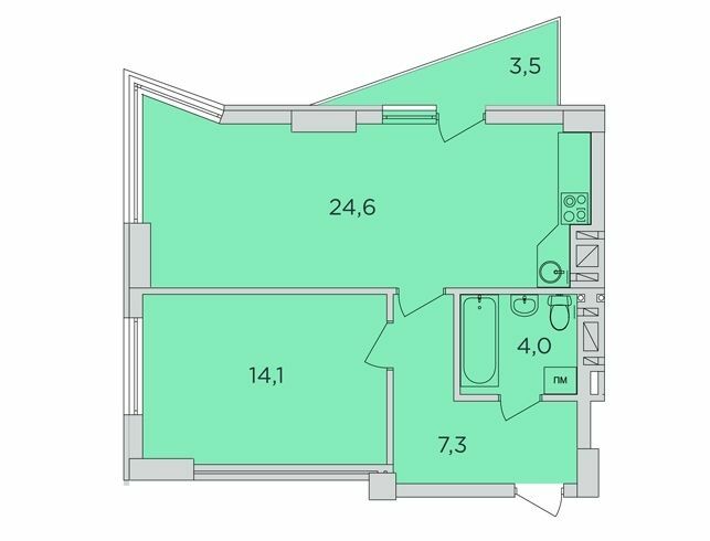 1-кімнатна 51 м² в ЖК 360 від забудовника, Рівне