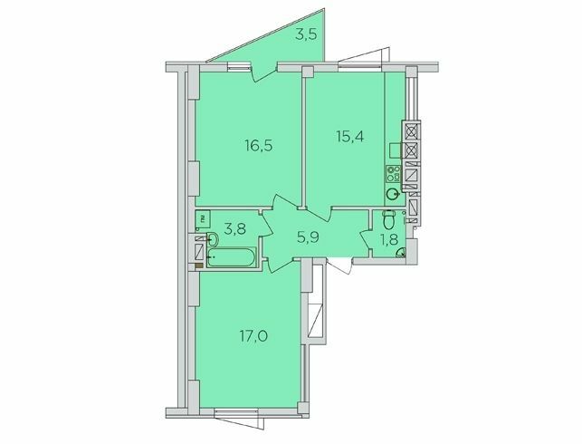 2-комнатная 61.4 м² в ЖК 360 от 19 600 грн/м², Ровно