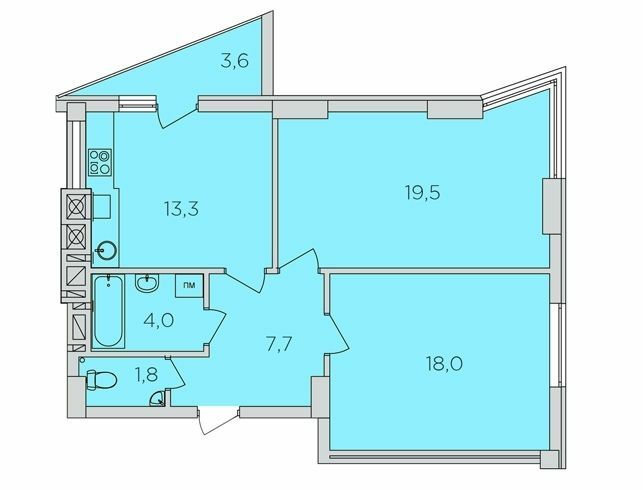 2-комнатная 65.5 м² в ЖК 360 от 19 600 грн/м², Ровно