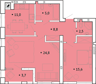 2-комнатная 70 м² в ЖК Spectrum от 14 850 грн/м², Ровно