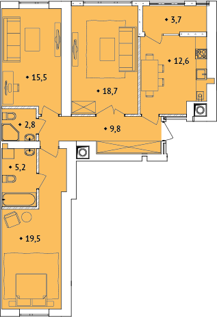 3-комнатная 85.35 м² в ЖК Spectrum от 12 050 грн/м², Ровно