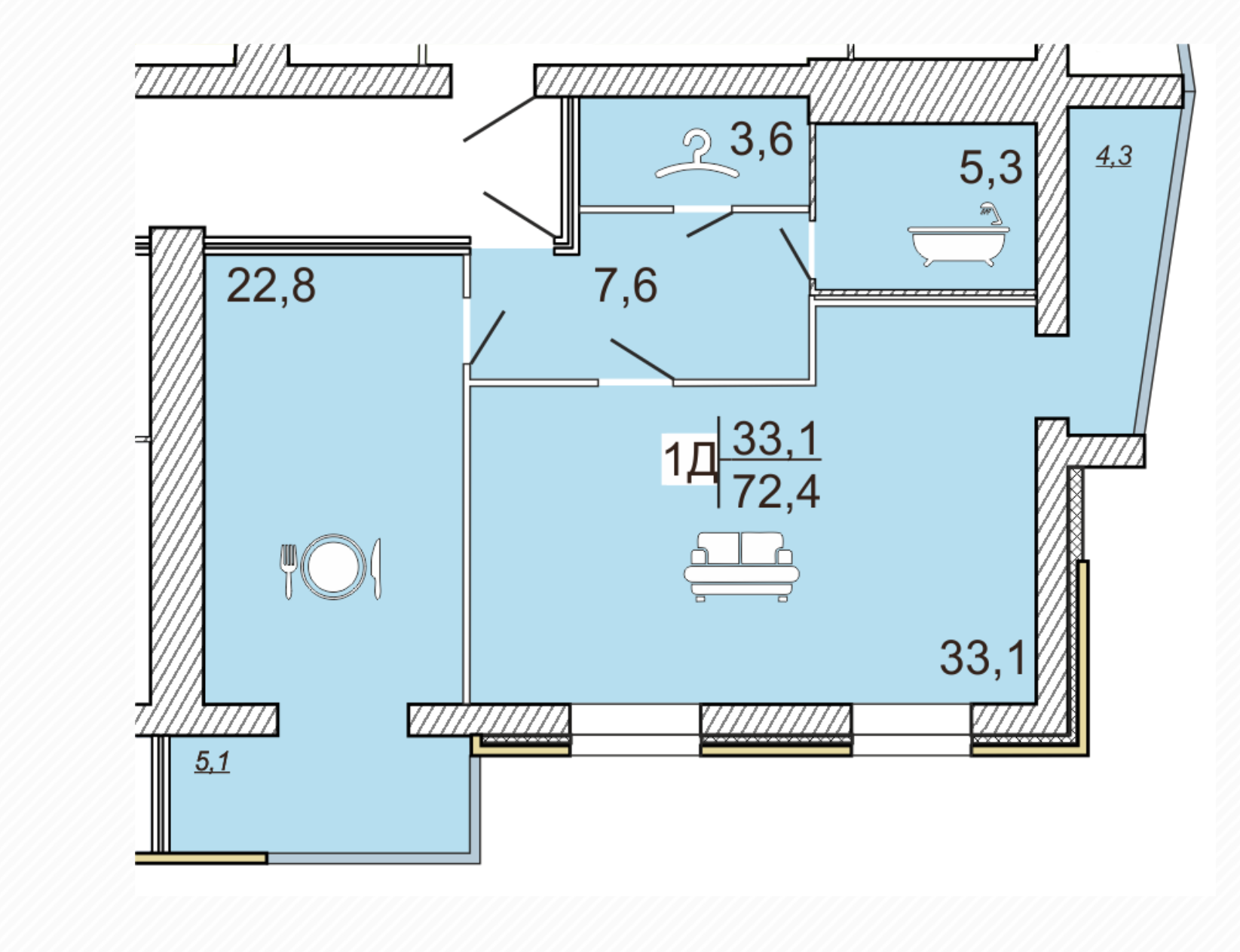 2-кімнатна 72.4 м² в ЖК Сімейний Lux від 16 000 грн/м², Черкаси