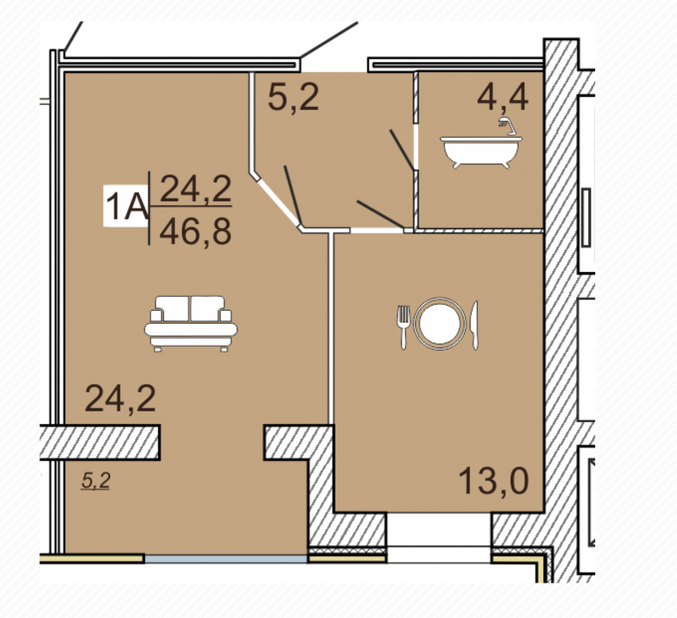 1-кімнатна 46.8 м² в ЖК Сімейний Lux від 16 000 грн/м², Черкаси