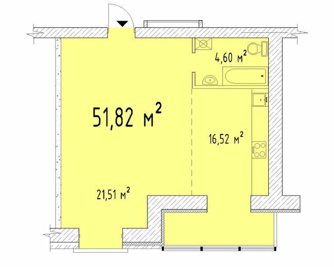 1-кімнатна 52.82 м² в ЖК Графський від забудовника, Черкаси