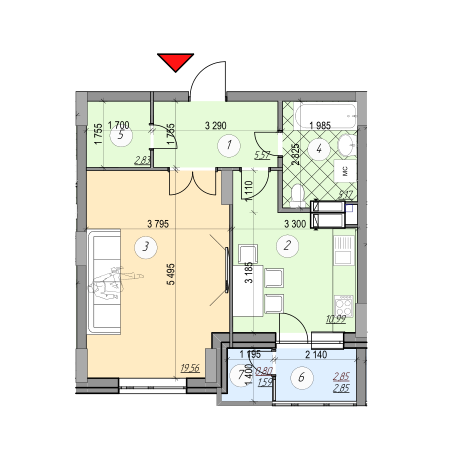 1-кімнатна 48.8 м² в ЖК Харківський від 25 750 грн/м², Київ