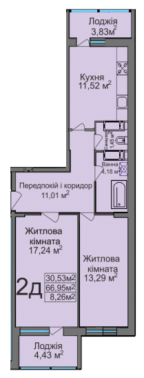 2-кімнатна 66.95 м² в ЖК на вул. Тараскова, 5 від 17 500 грн/м², Черкаси