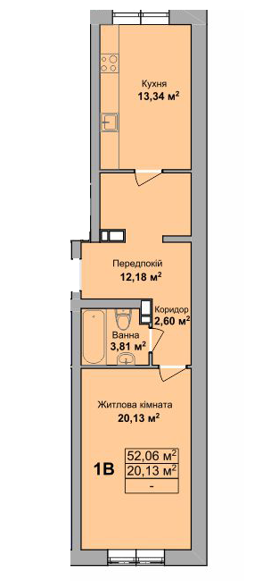 1-кімнатна 52.06 м² в ЖК на вул. Вишневецького, 18 від 16 500 грн/м², Черкаси