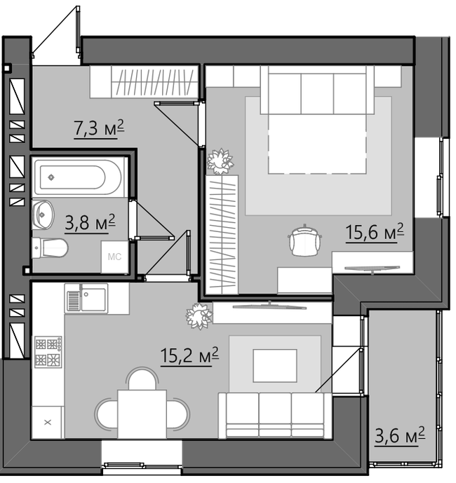 1-комнатная 45.5 м² в ЖК Семейный от 22 650 грн/м², Ровно