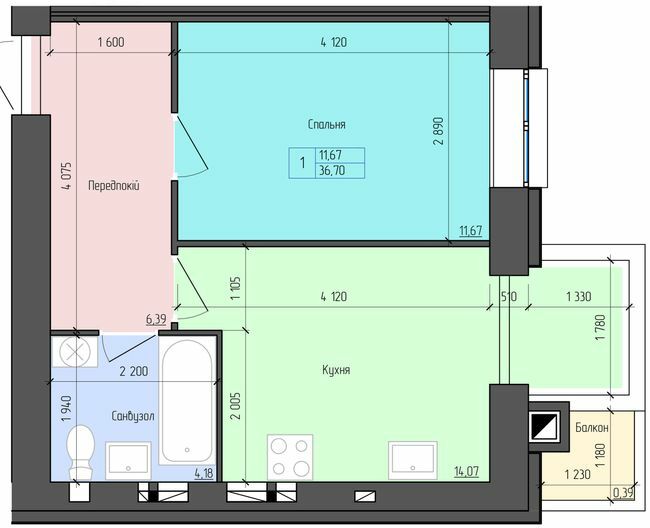 1-комнатная 36.7 м² в ЖК Eco House от 13 300 грн/м², Ровно