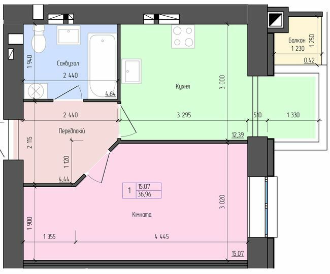 1-комнатная 36.96 м² в ЖК Eco House от 13 300 грн/м², Ровно