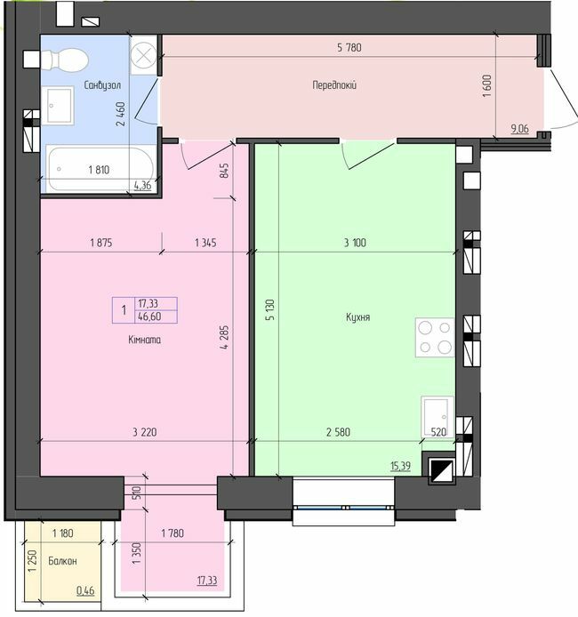 1-комнатная 46.6 м² в ЖК Eco House от 13 300 грн/м², Ровно