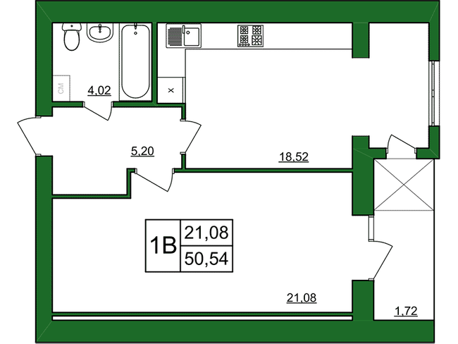 1-комнатная 50.54 м² в ЖК Лавровий от застройщика, Ровно