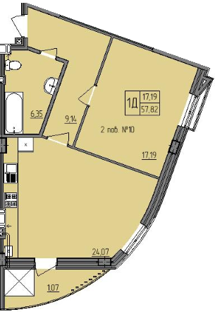 1-кімнатна 57.82 м² в ЖК Villa Viola від 15 000 грн/м², Рівне
