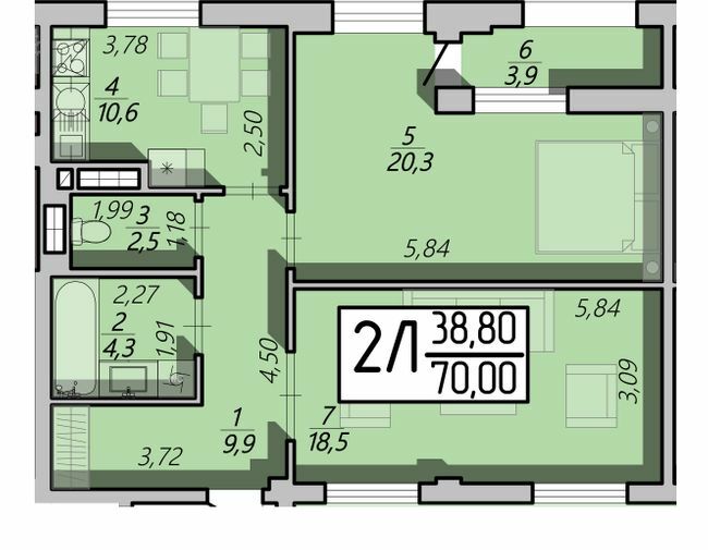 2-комнатная 70 м² в ЖК Арена от 17 200 грн/м², Ровно