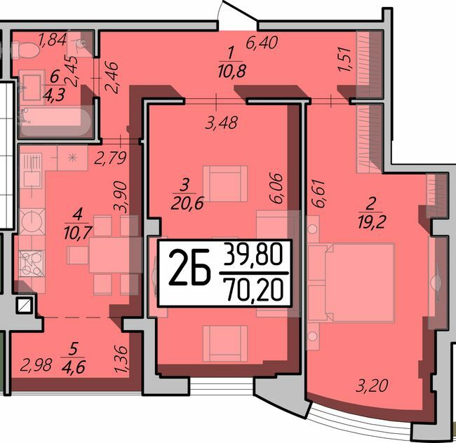 2-комнатная 70.2 м² в ЖК Арена от 17 200 грн/м², Ровно