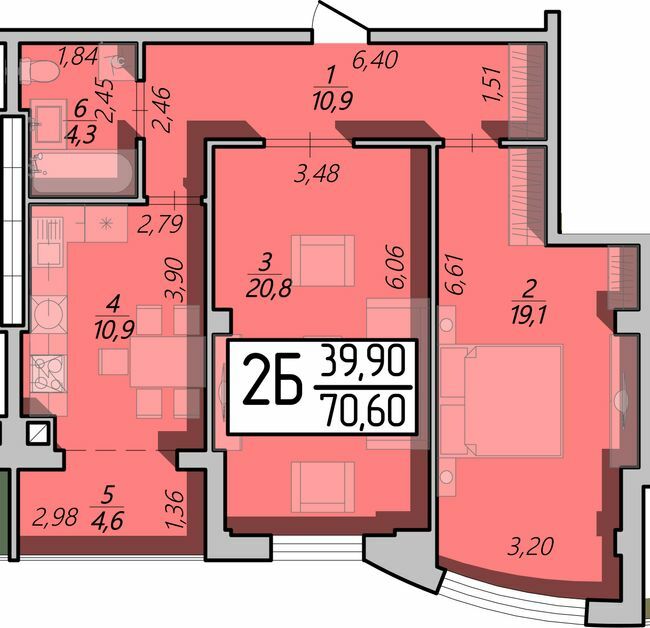 2-кімнатна 70.6 м² в ЖК Арена від 15 250 грн/м², Рівне