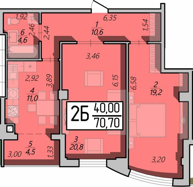 2-комнатная 70.7 м² в ЖК Арена от 15 500 грн/м², Ровно